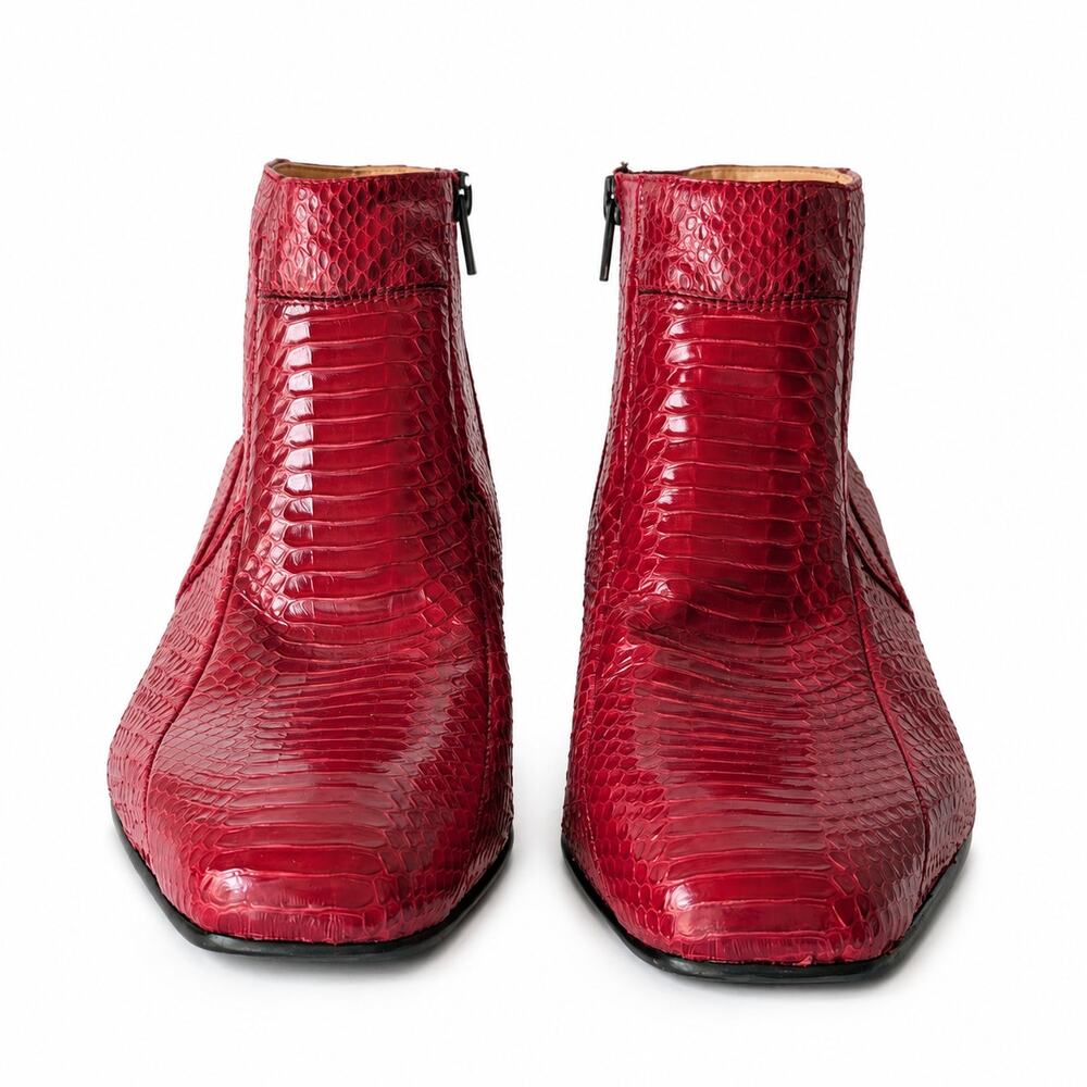 Giorgio Brutini Genuine Snakeskin Chelsea Ankle Boots Men's 8M Red Vintage NEW